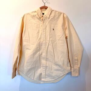 Vtg Ralph Lauren Sport 100% cotton chambray yellow stripe button down Sz 2